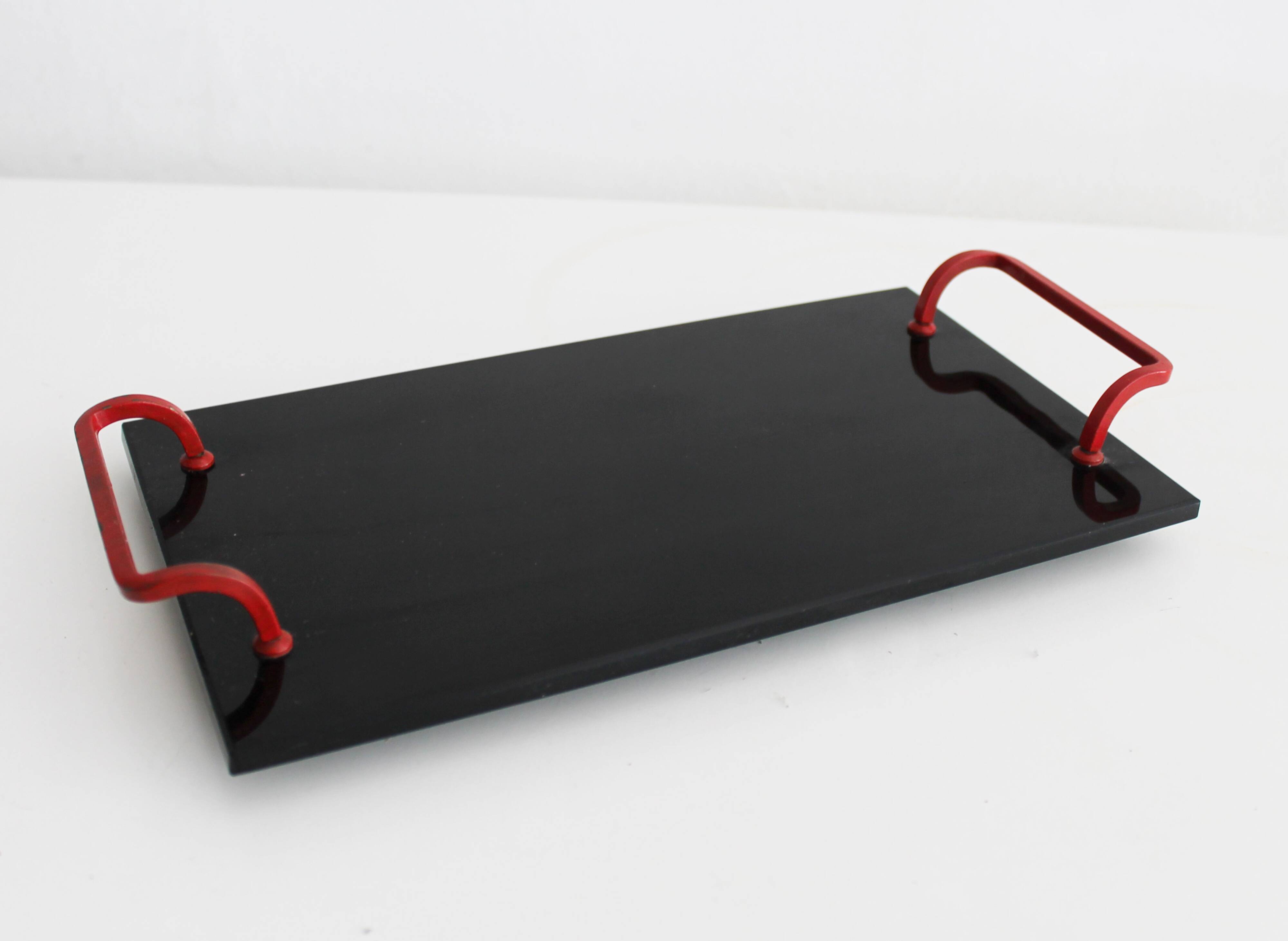 1930's Black Opaxite Glass Serving Tray