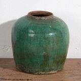 Antique emerald green enamelled vase (circa 1820) #36
