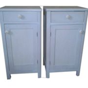 Tables de chevet allemandes vintage peintes en bleu, années 1950, lot de 2