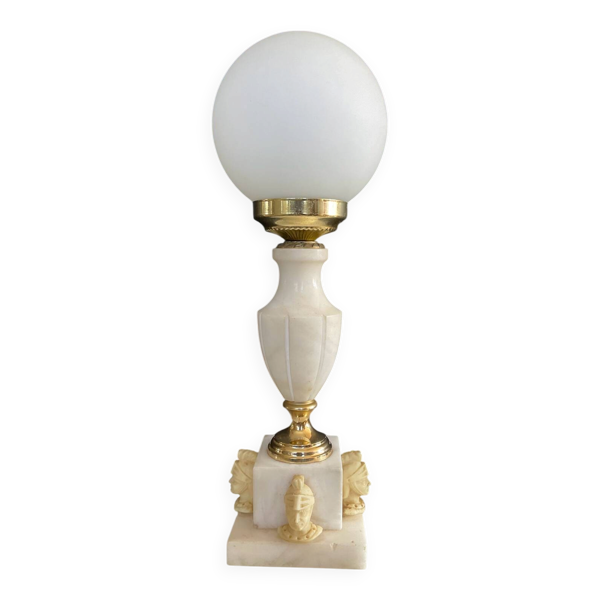 Lampe italienne en albâtre et opaline des années 70