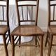 set of 4 bistro chairs in turned wood and canework stamped early 20th century
