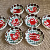Set of 8 hand-painted soup plates