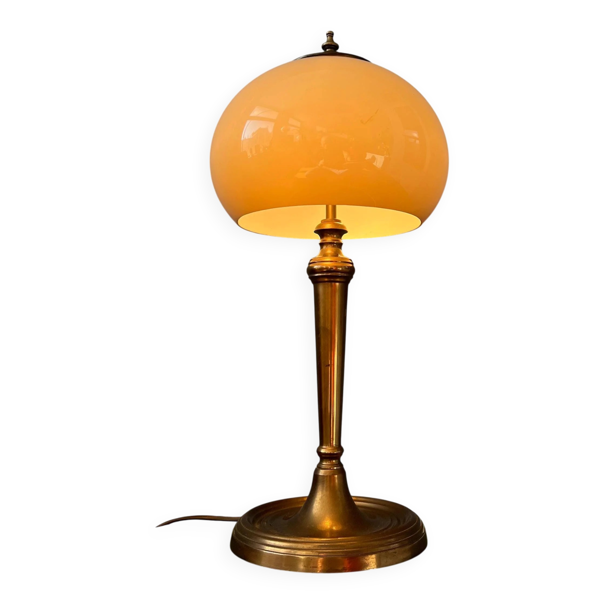 Lampe de table champignon vintage avec base en laiton