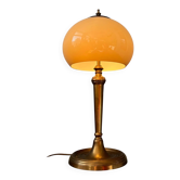 Vintage mushroom table lamp with a brass base.