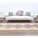 Natural Vintage Geometric Turkish Hand-Knotted Runner Rug 80x341
