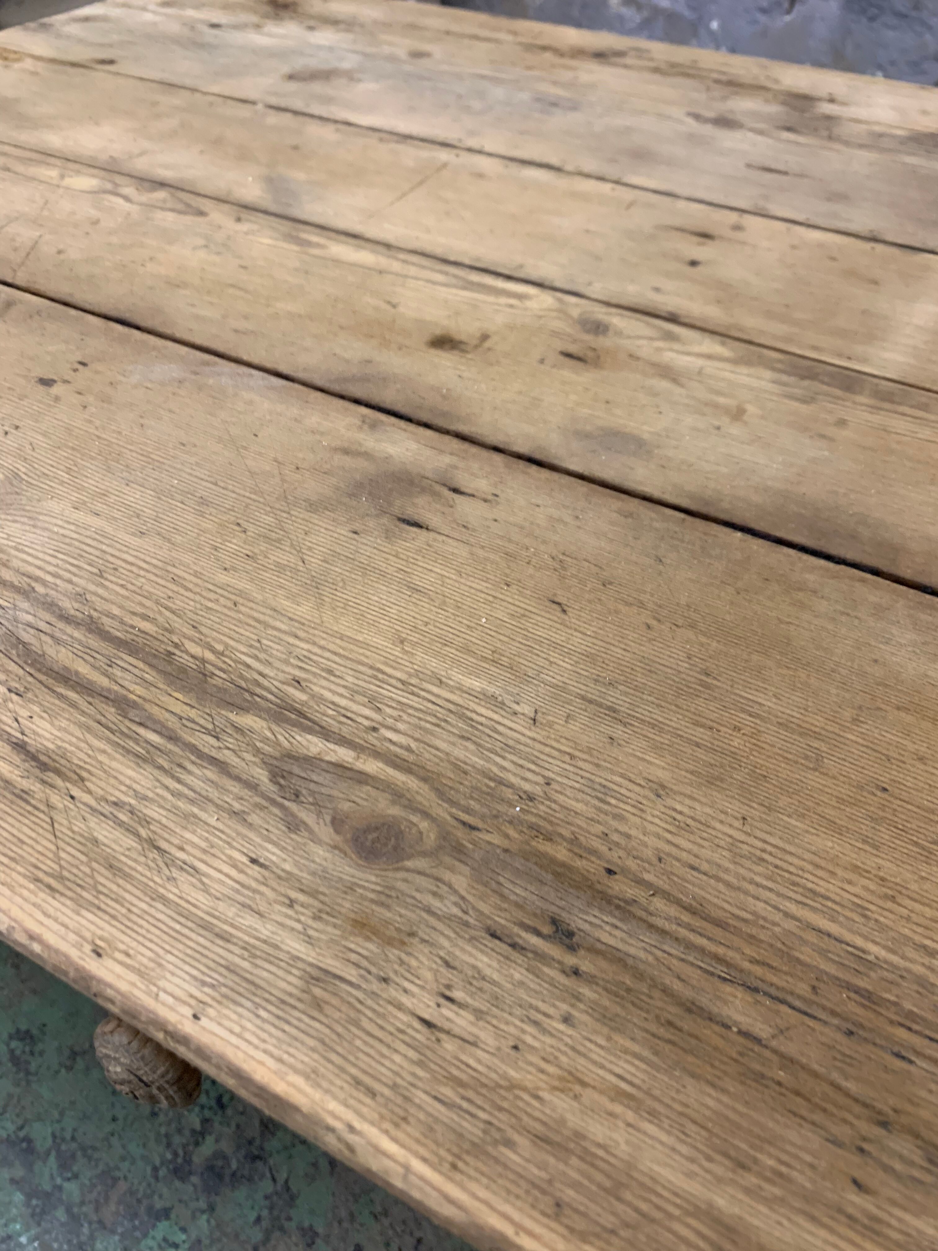 Low farm table in raw oak