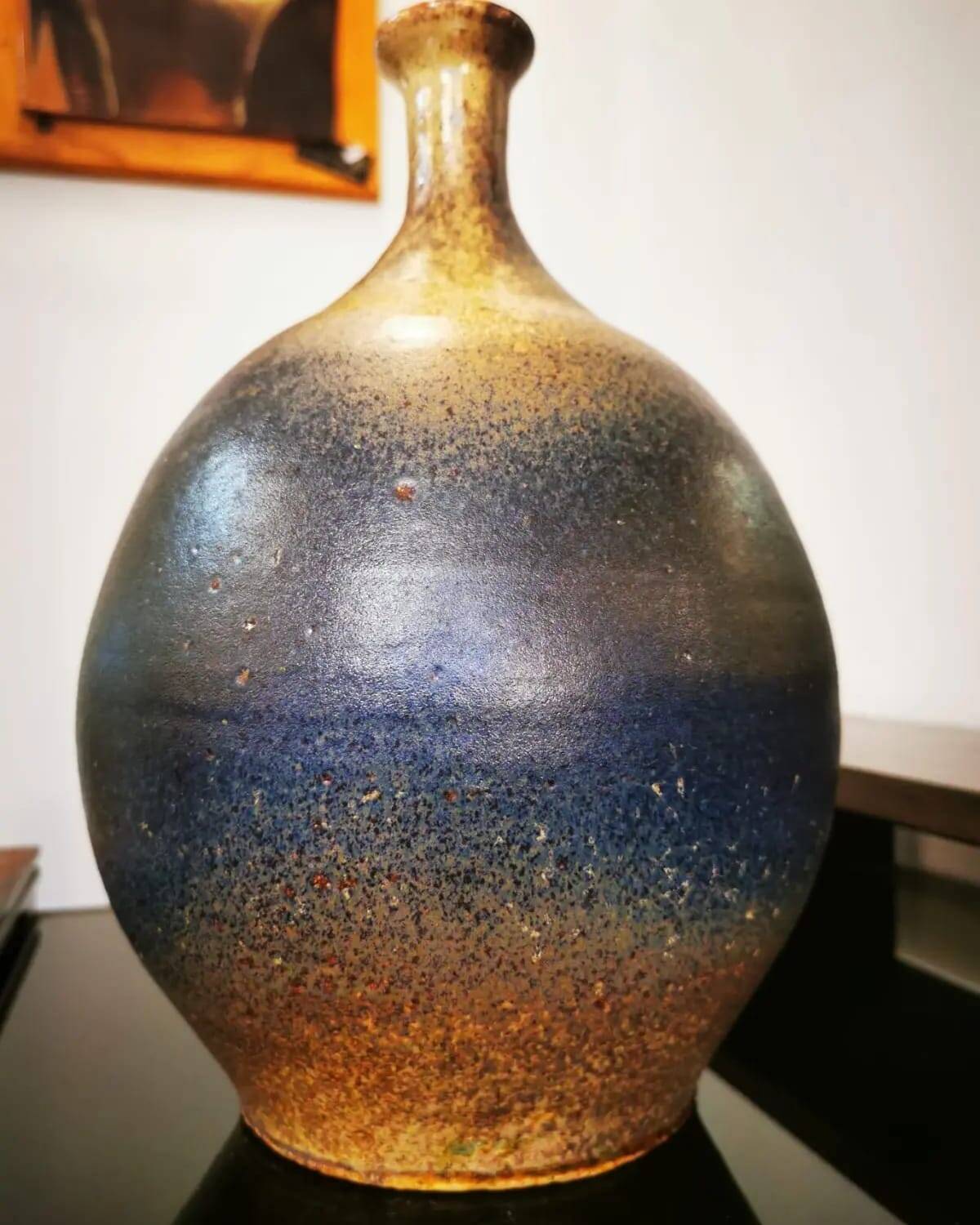 Vintage stoneware ball vase by Daniel Cassiet from 1972