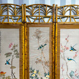 Vintage screen in bamboo handmade painting