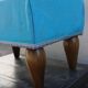 Repose-pieds bois et tissu bleu