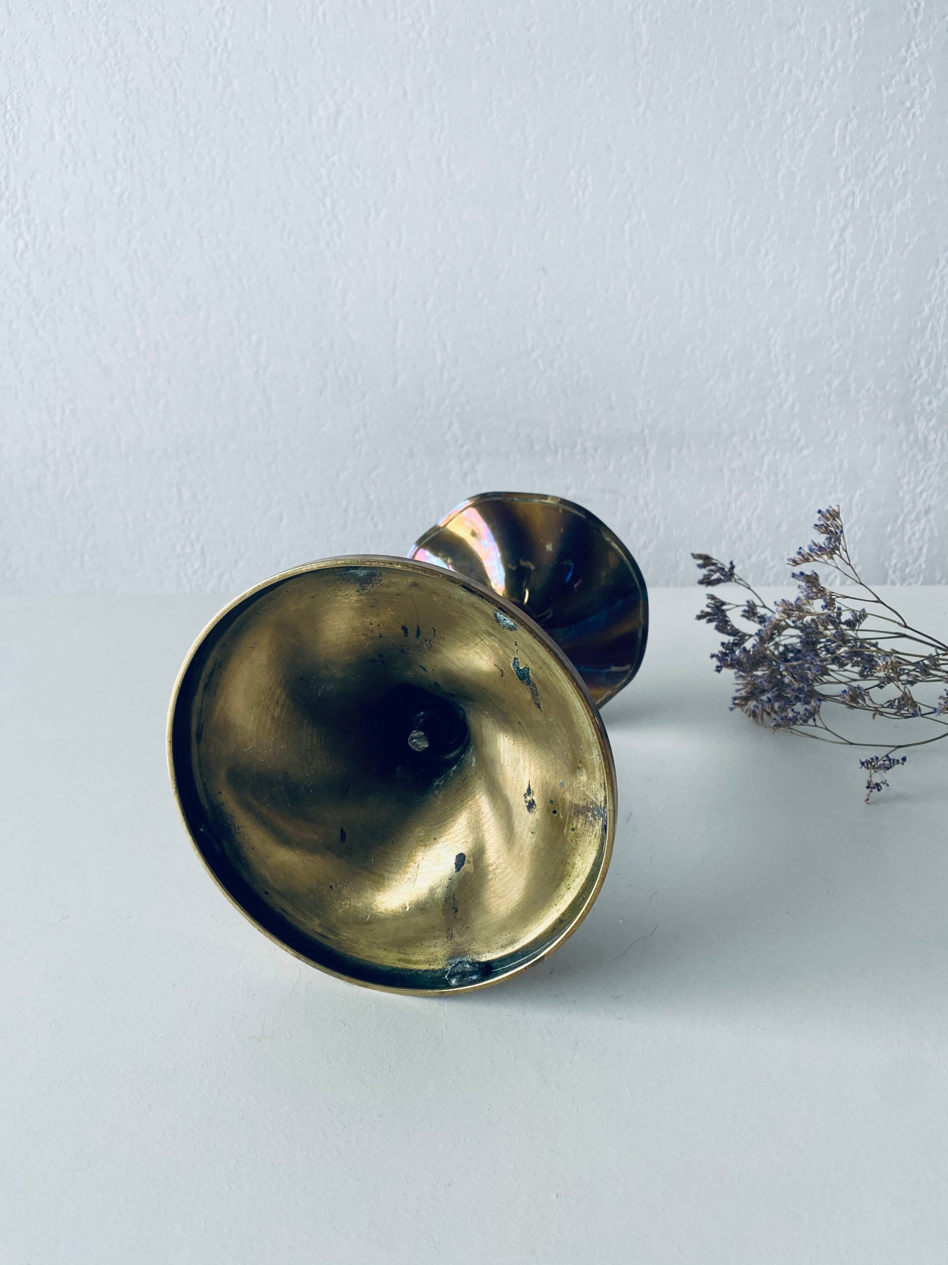 Antique golden brass candle holder