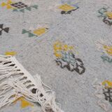 Tapis gris à motifs multicolores fait main traditionnel  180x120cm