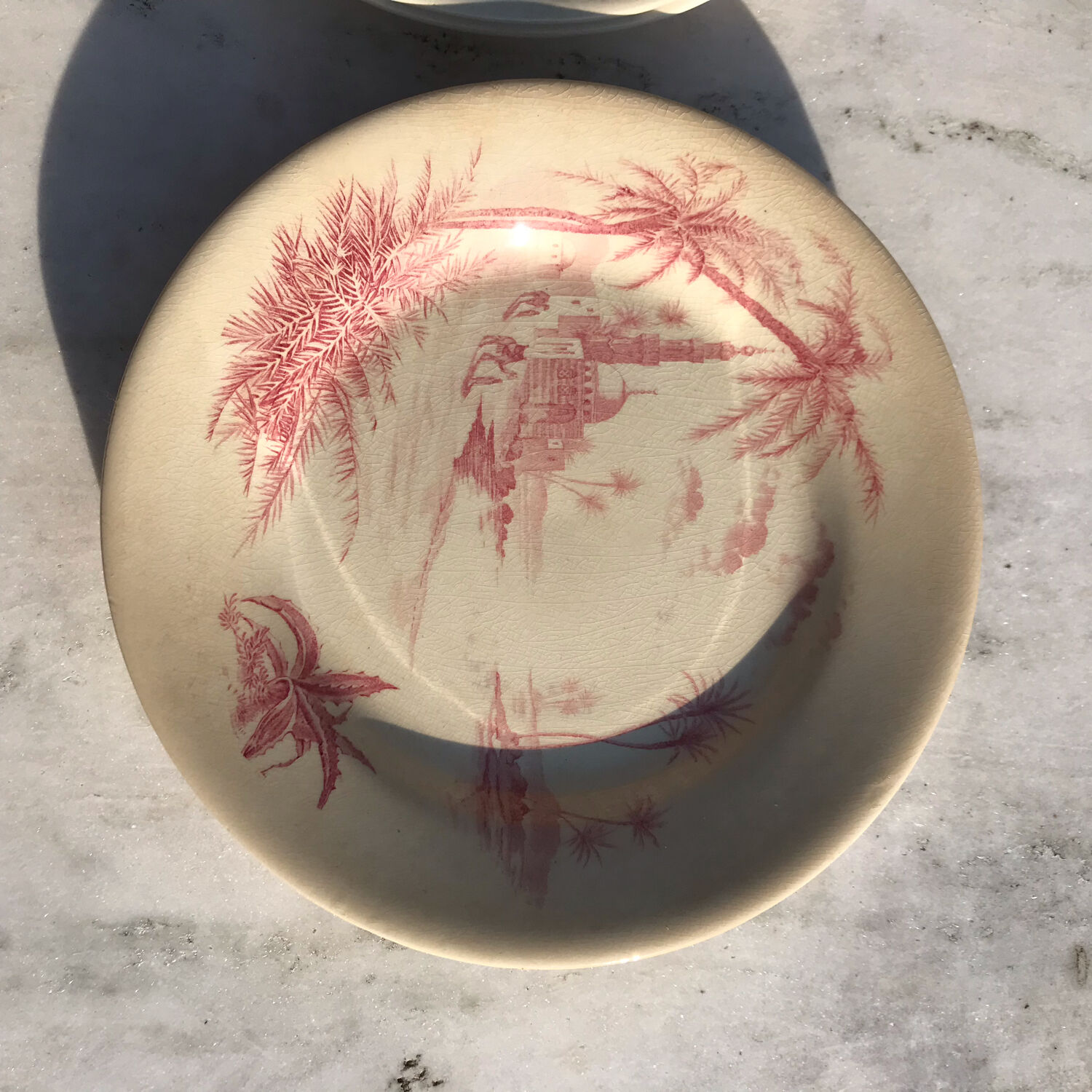 6 flat plates seen from oriental pink Shabby