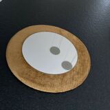 Vintage wall mirror round shape brown velvet frame 30cm