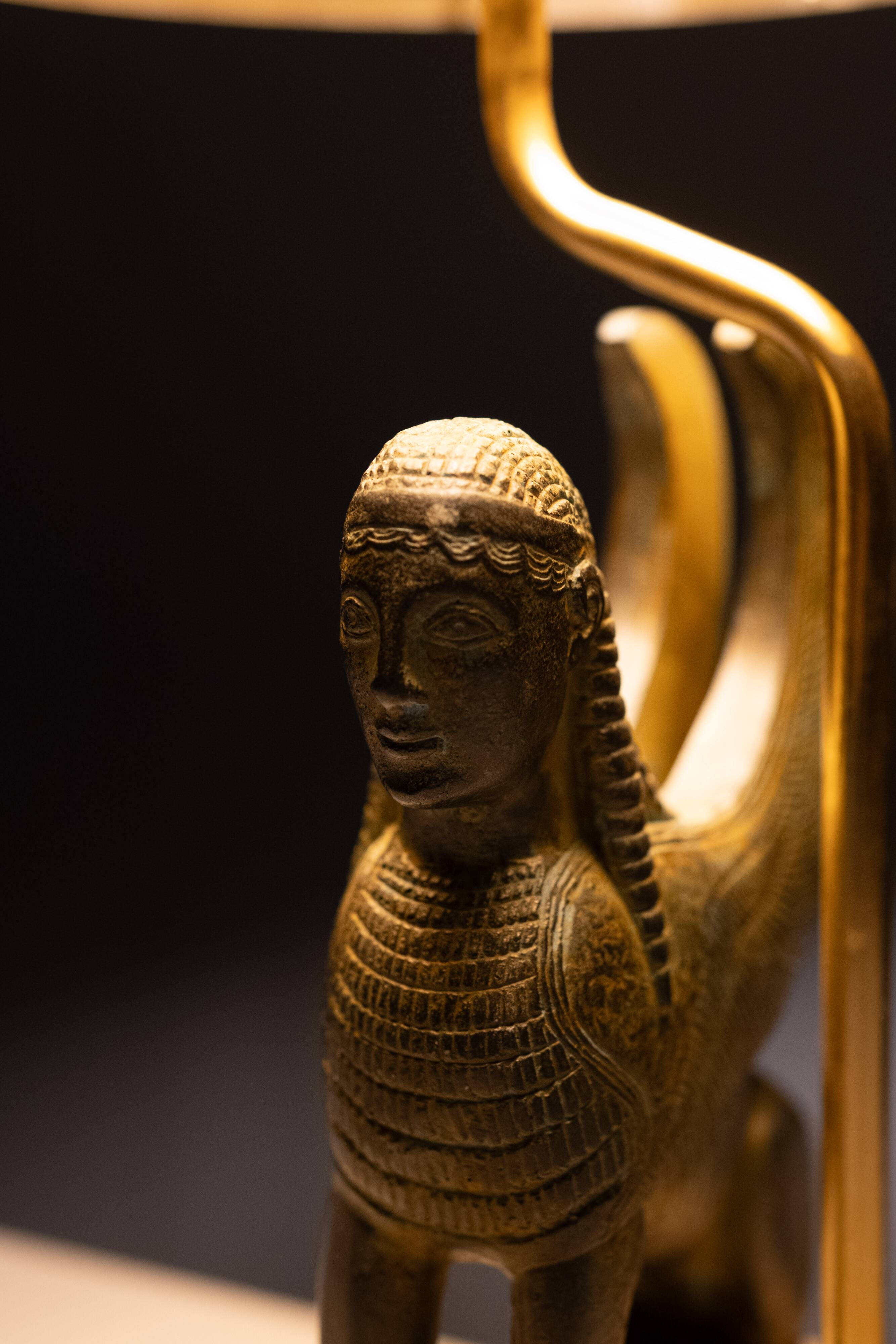 Maison Le Dauphin France, Exceptional Sphinx Table Lamp 1970s