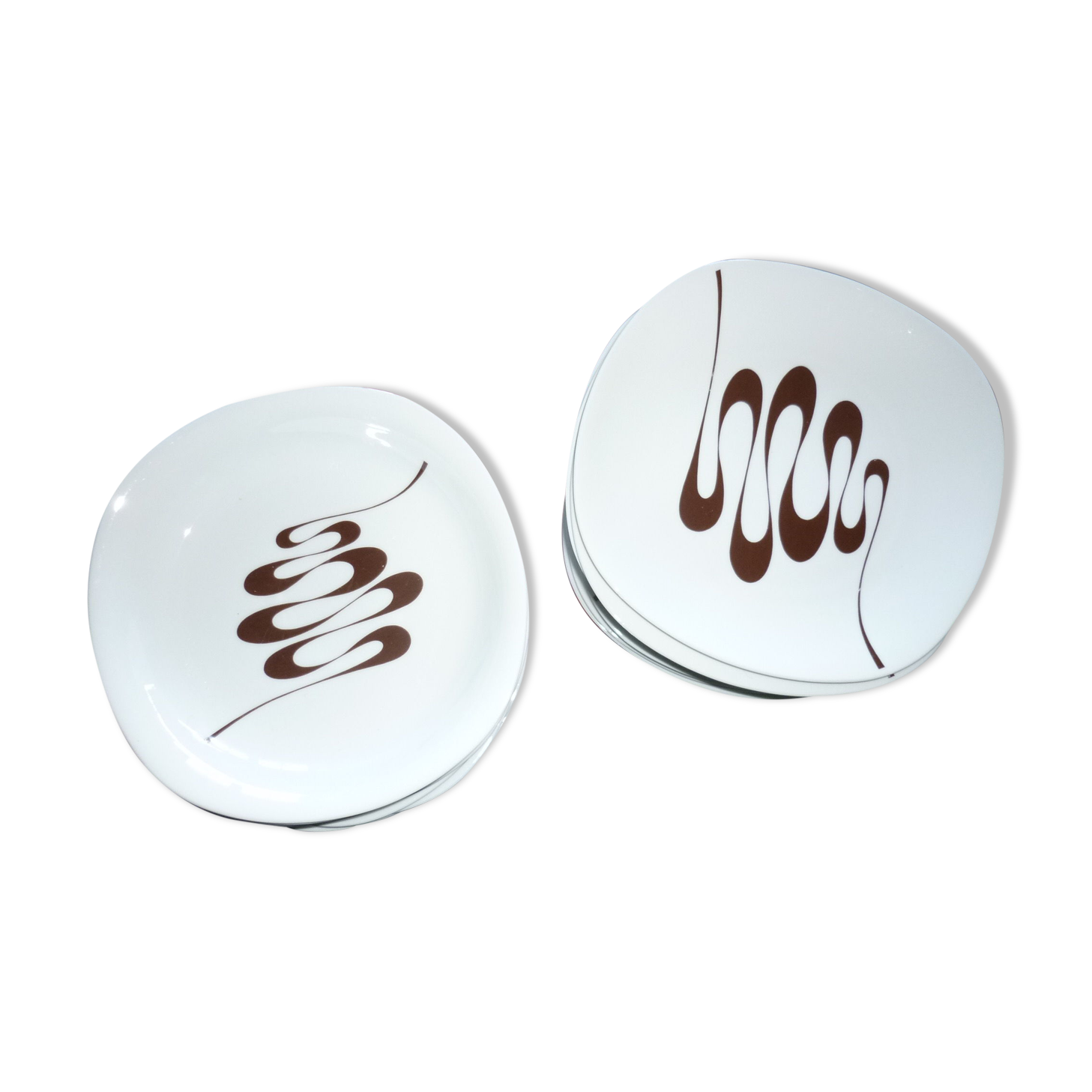 6 flat plates of the Slalom service in porcelain 70s