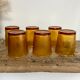 6 vintage Arcoroc Sierra textured amber glasses