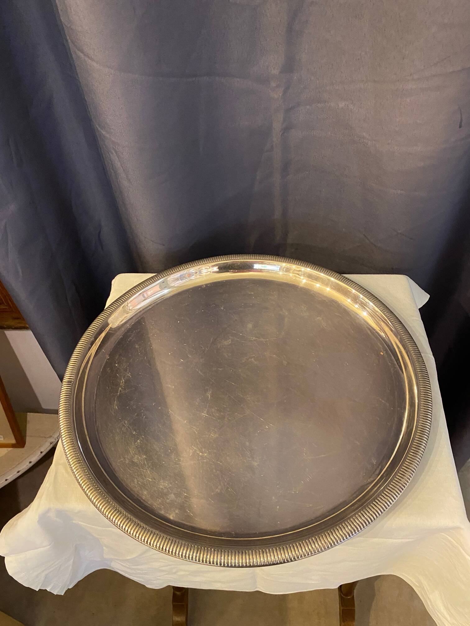 Antique 4-piece tea service silver metal louis xv style godron decor