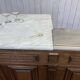 Bar counter in oak, zinc, and white marble from the early 20th century.