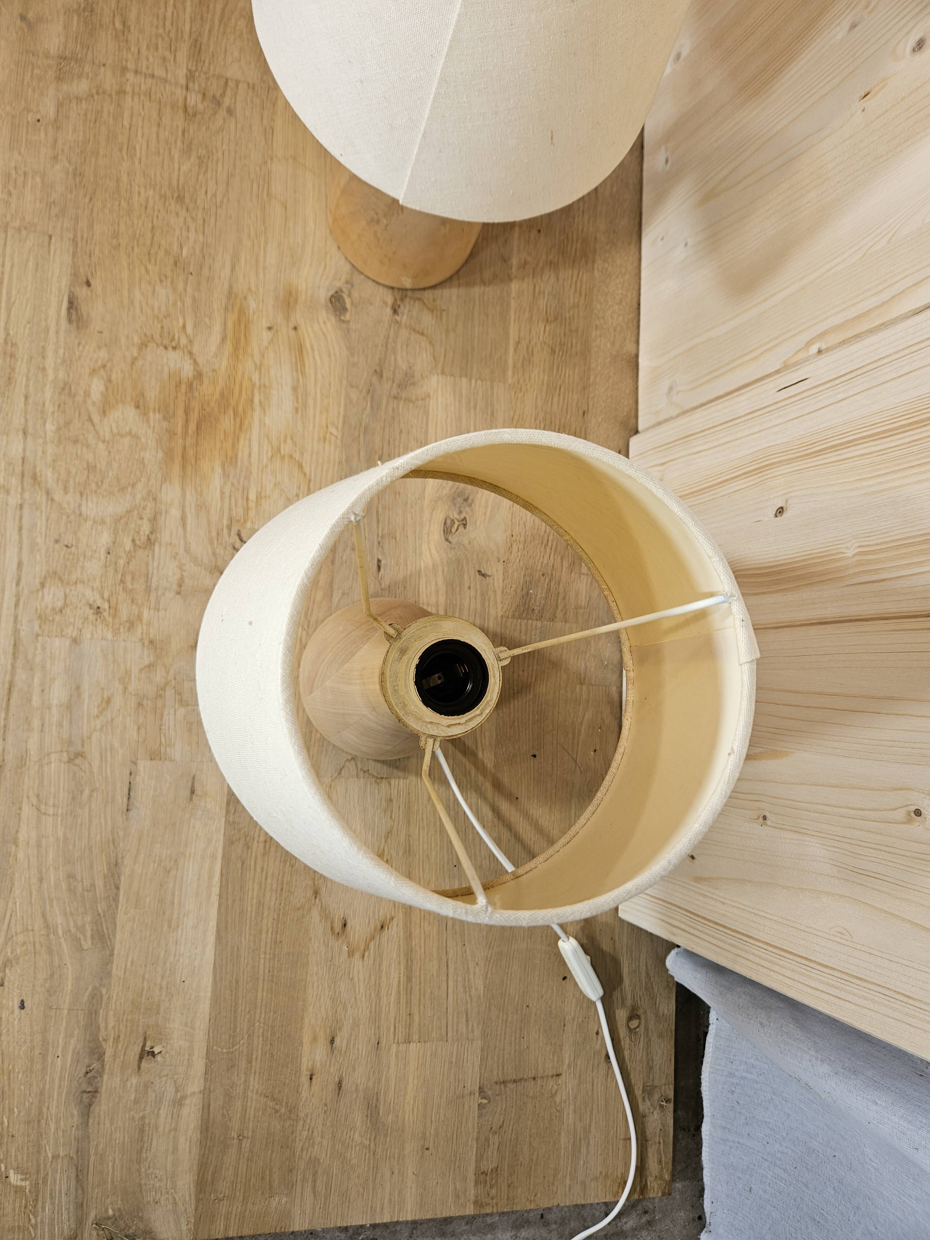 Pair of wooden bedside lamps