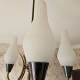 Swedish designer, chandelier, brass, glass, Sweden, 1950s