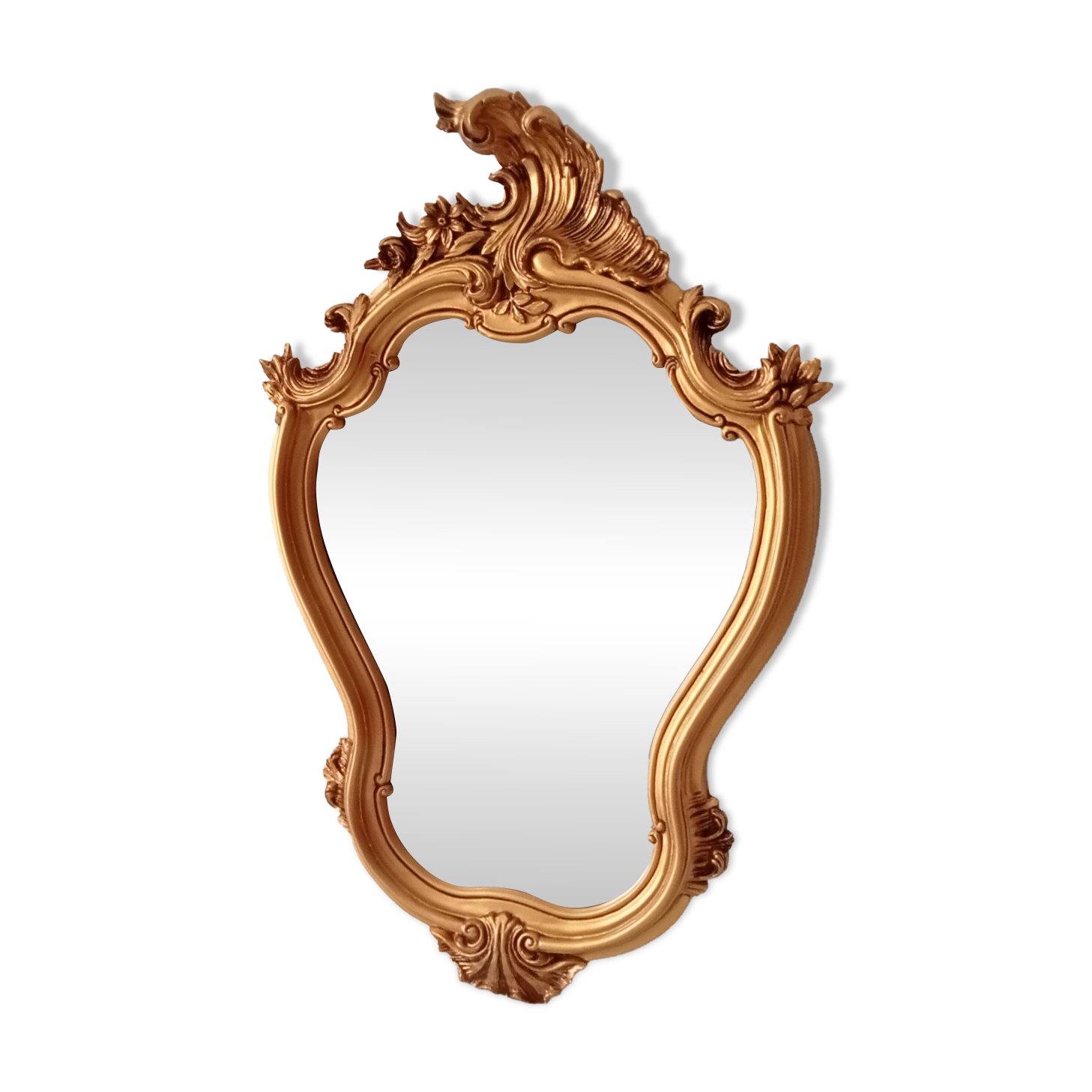 Vintage rococo mirror in gilded resin