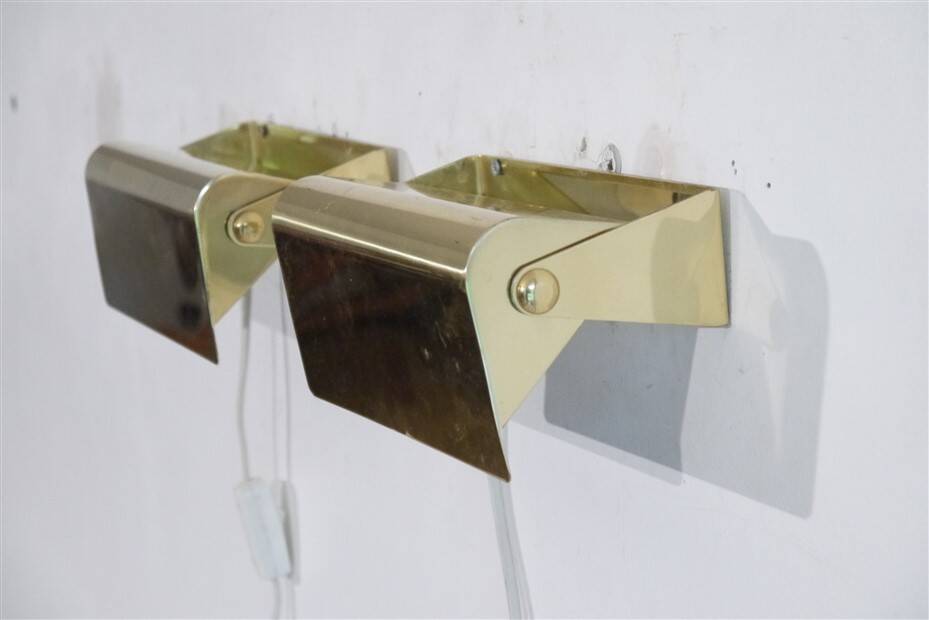 Pair of Scandinavian brass wall lights 1970