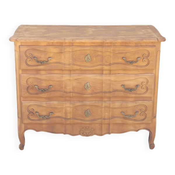 Commode de style Louis xv en merisier décapée