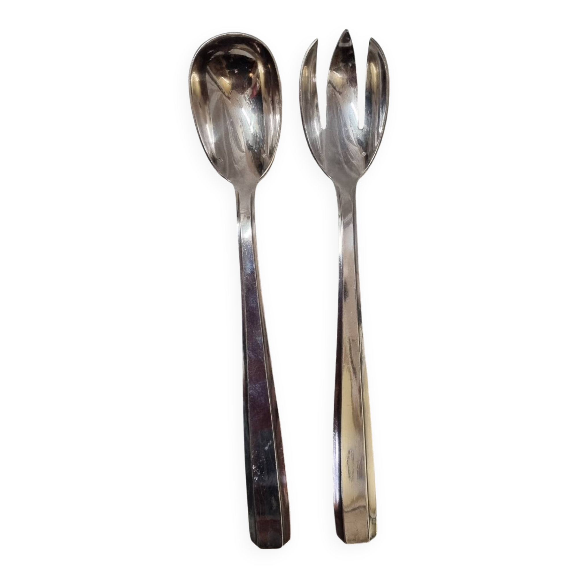 Art Deco silver salad servers