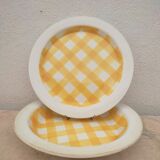 2 Yellow checkered dishes Sarreguemines