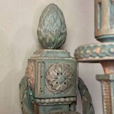 Pair of Louis XVI Style Wall Lights in Carved and Painted Wood, Circa 1900