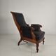 Fauteuil de bibliothèque ancien du XIXe siècle par Horrix – cuir noir