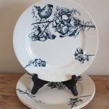 3 Flat plates in Iron Earth HB Choisy bird décor