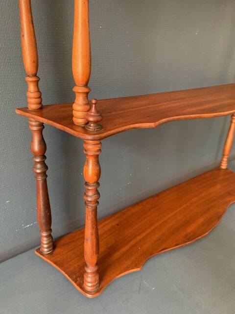 Large old wall shelf in turned wood, Napoleon III / XIXth era