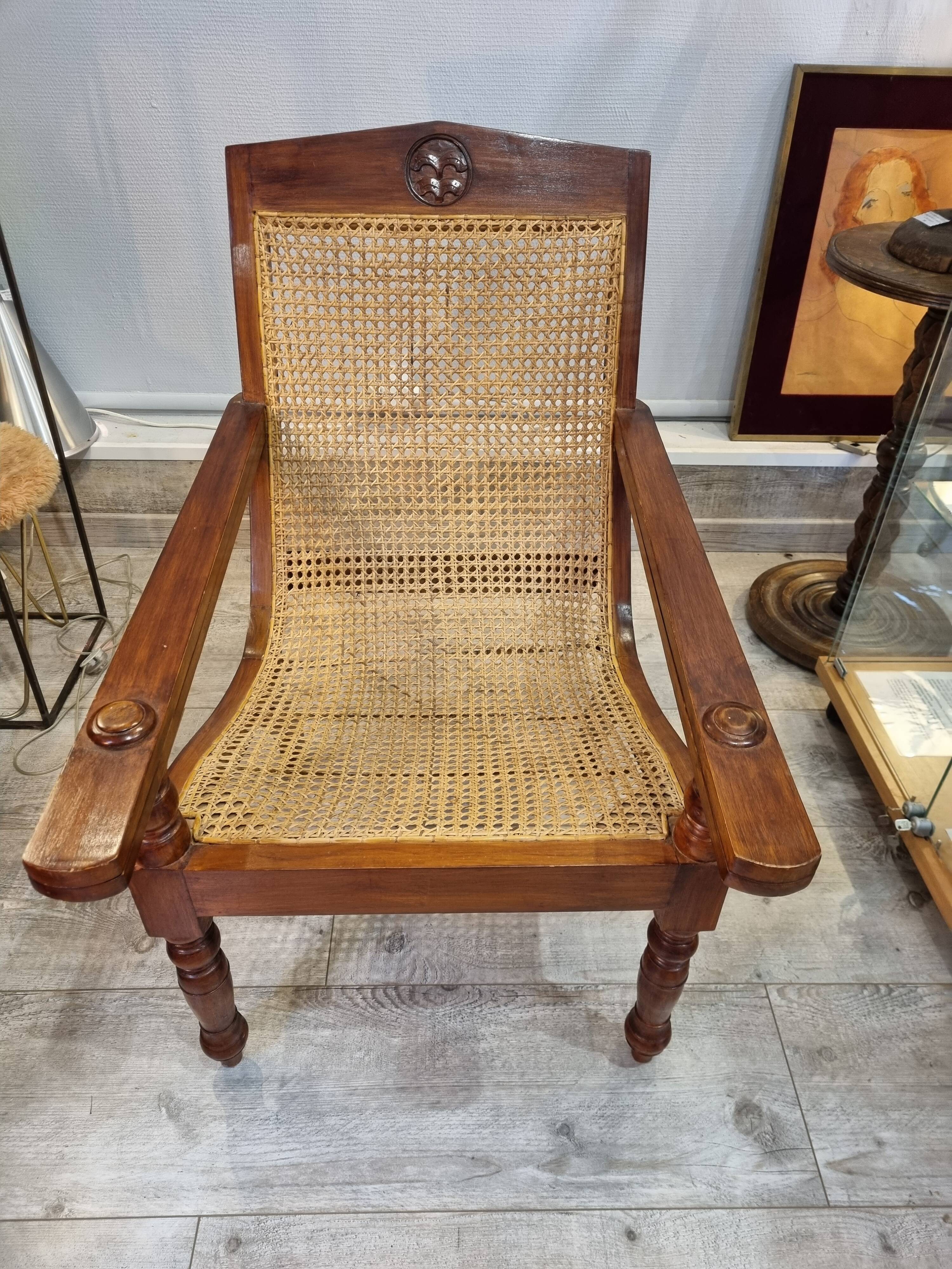 Colonial rattan planter armchair