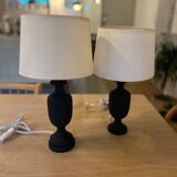 Paire de lampes bois noir mat