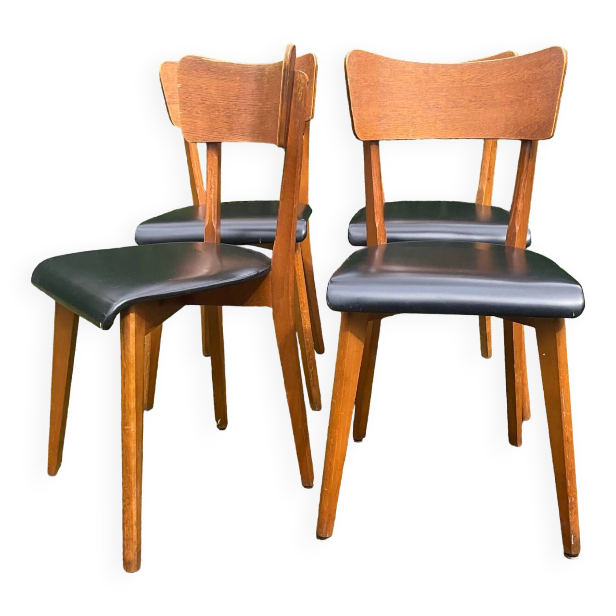 Series of 4 vintage chairs from the 50s and 60s
