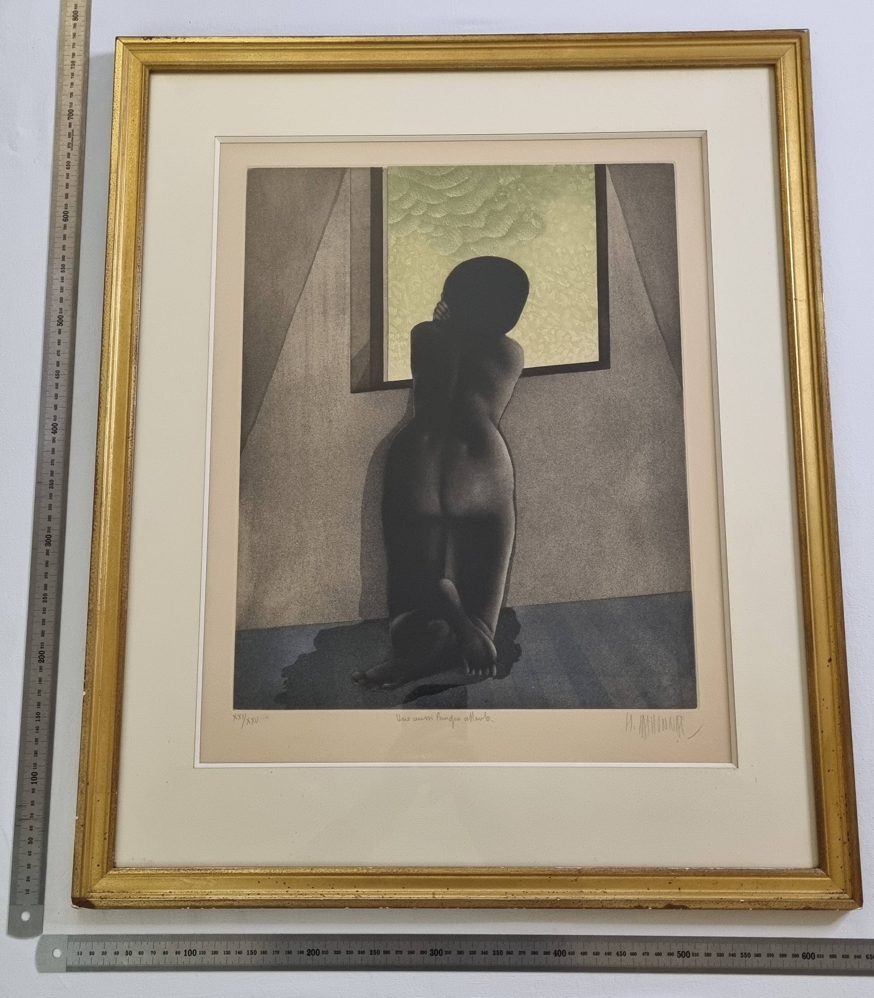 Michel Mathonnat, A Wait So Long, Signed etching, 63 x 77 cm