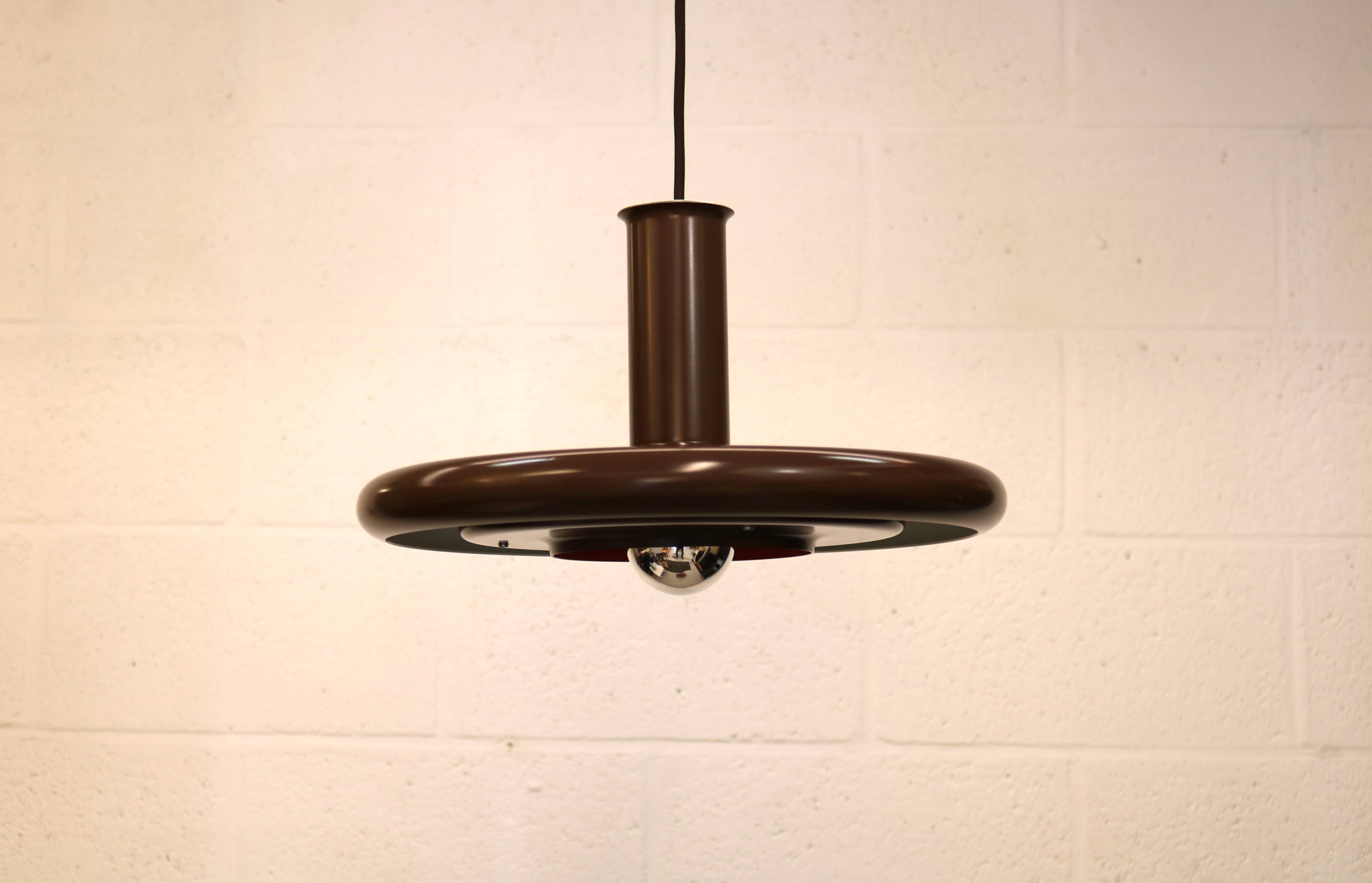 Brown vintage Fog & Morup pendant lamp: Hans Due Optima model, mid-century.