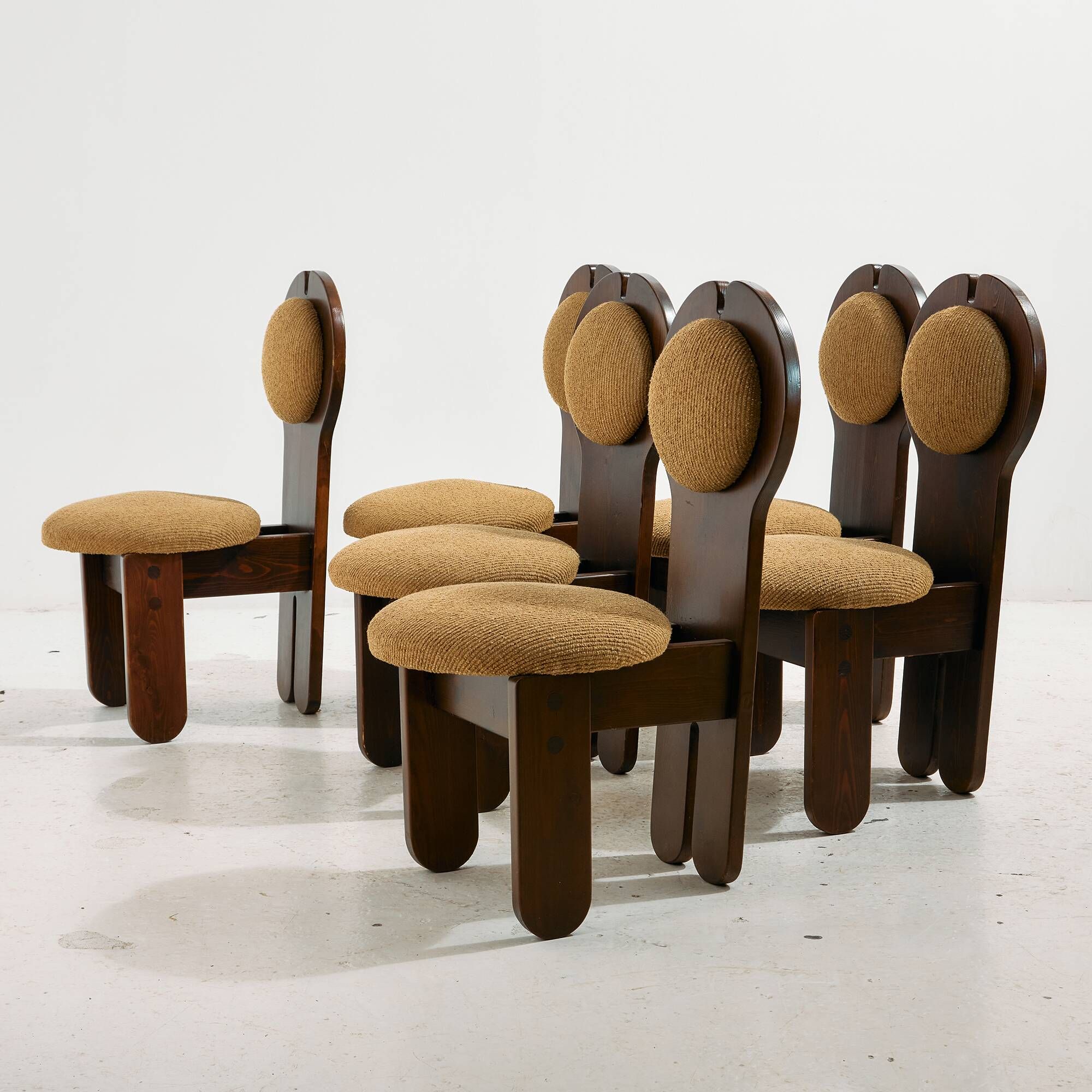 Hungarian pine chair by Mária Szedleczky, Set of 6