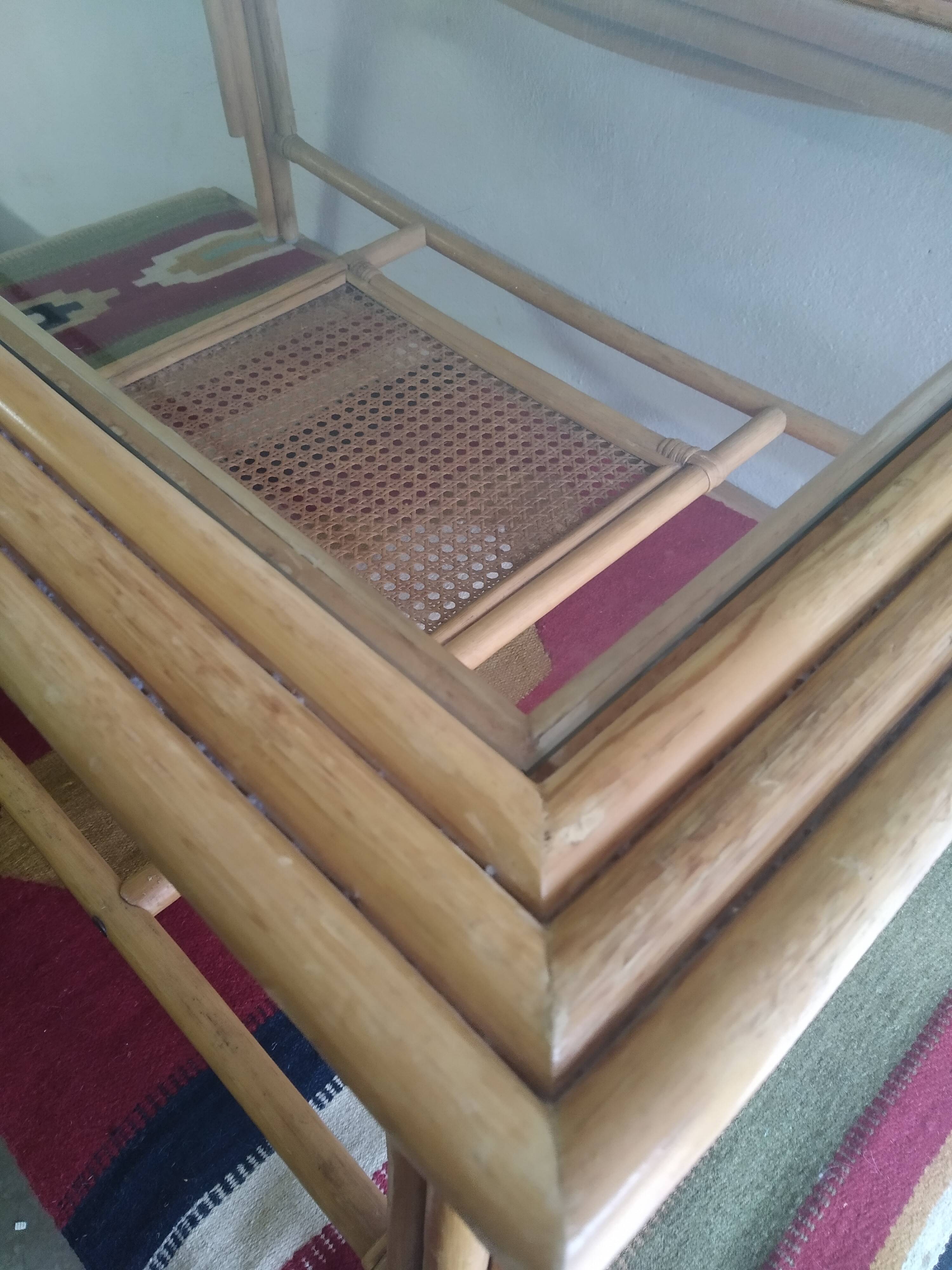 Table basse bambou et rotin