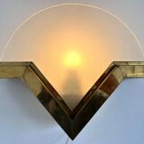 Big mid-century brass and glass design wall lamp - around 1980s