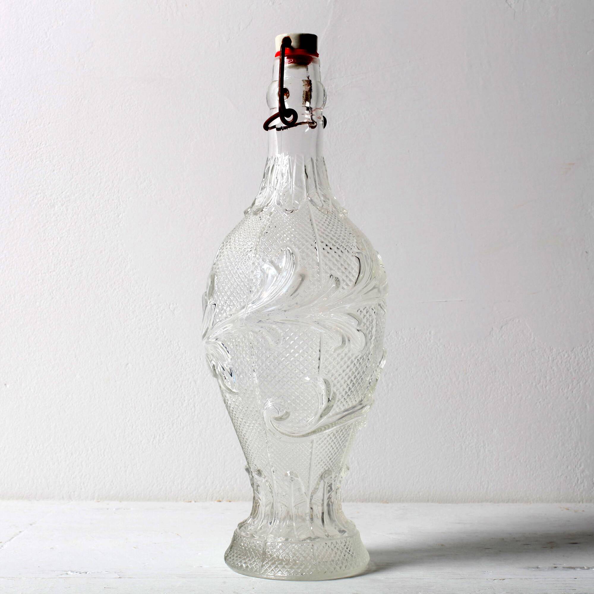 Italian Glass Bottle with Ceramic Stopper / Polveri Alberani / 1950s–1970s