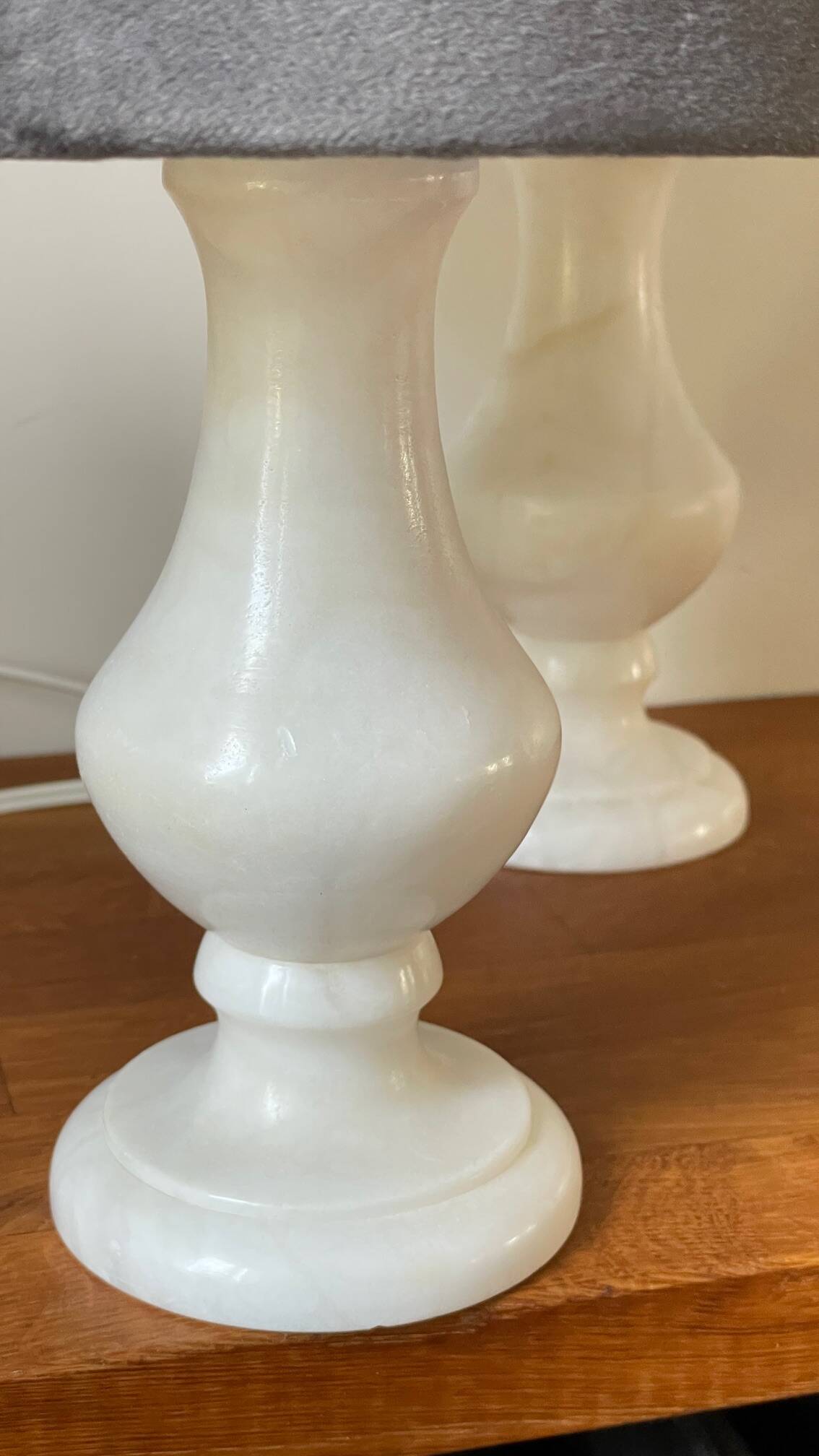 Paire lampes albâtre vintage