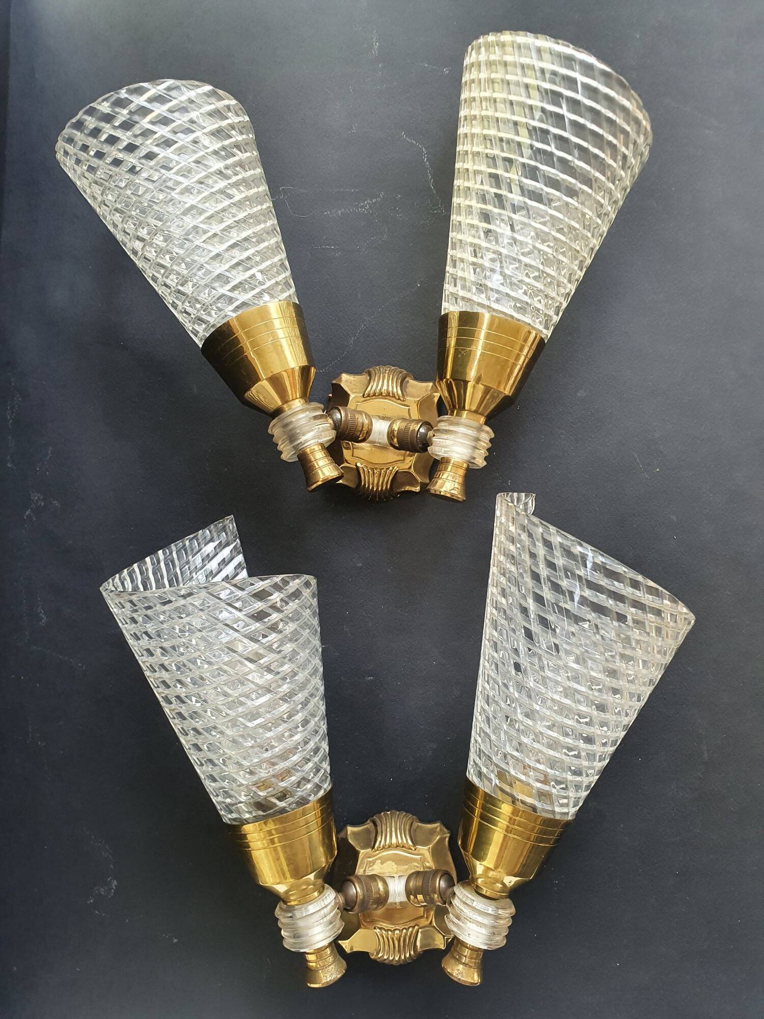 Pair of double light wall sconces from the 1960s.
