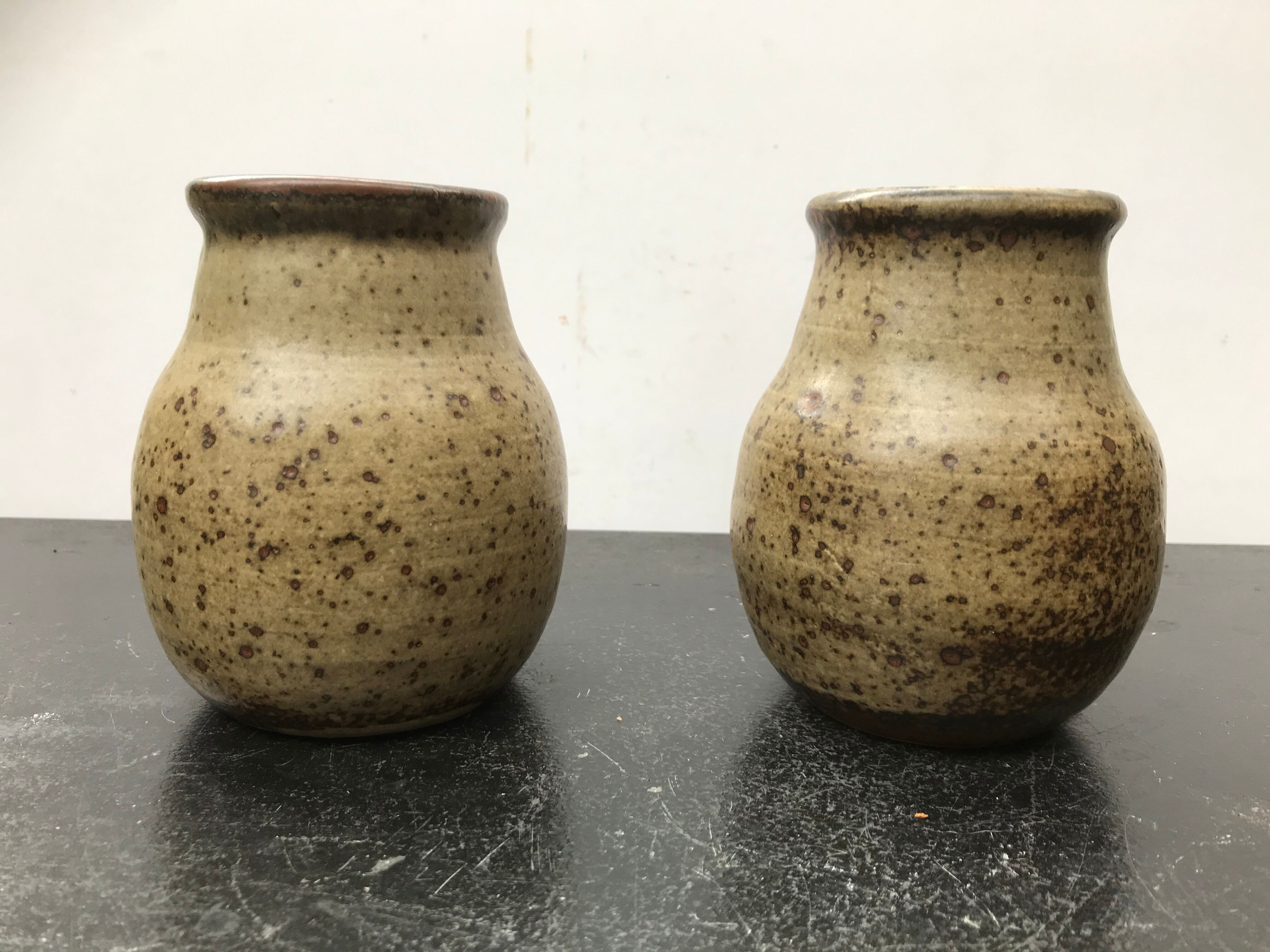 Pair of old vintage Jean Tessier sandstone cep vases