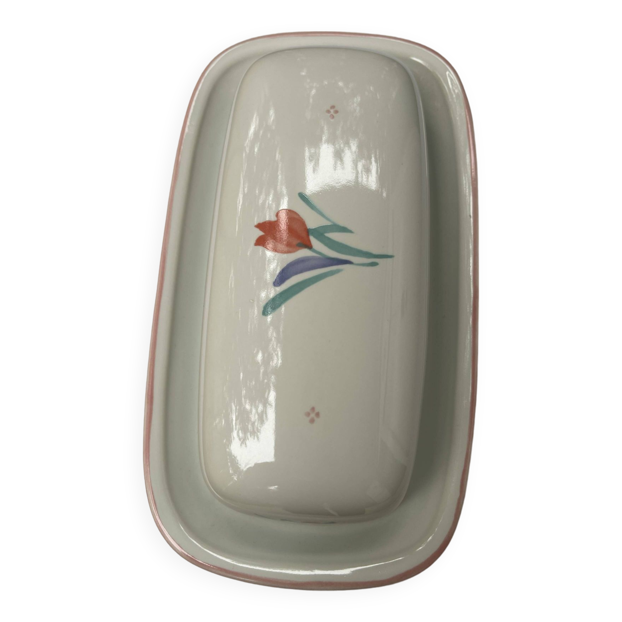 Vintage ceramic butter dish with lid.