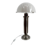 Important Art Deco Modernist lamp, Wood, Bronze, Opaline Glass, c. 1930
