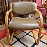 Scandinavian armchair in beech and leather