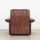 Brown leather armchair, Swiss design, 1970s, manufacture: De Sede
