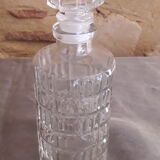 Set of 2 chiseled glass liquor decanters